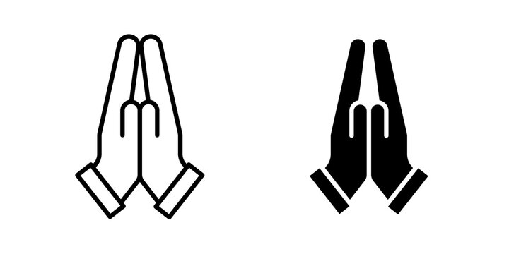 Pray icon flat outline in black