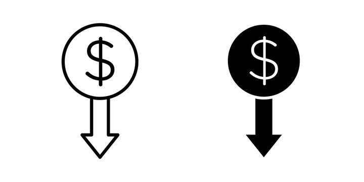 Lower cost icon flat outline in black