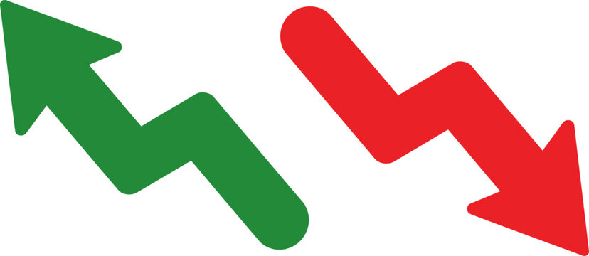 Trend icon with upward and downward arrow graph symbol, finance data UI sign, and business. chart, graph, stock, arrow, finance, upward, business, decayed, economy, growth, trend, datum, downward, 