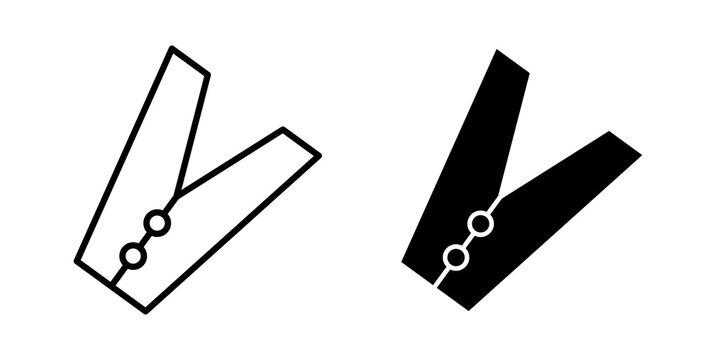 Clothespin icon flat outline in black