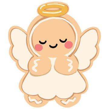 Cute Gingerbread Angel Cookie Illustration