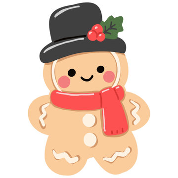 Cute Gingerbread Man Holiday Illustration