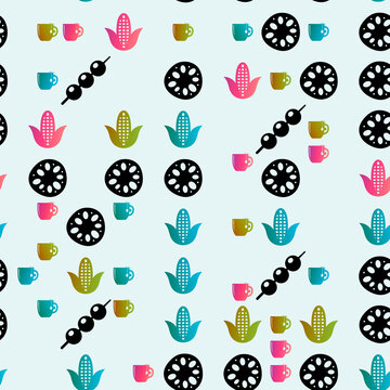 Seamless pattern of food and drink icons