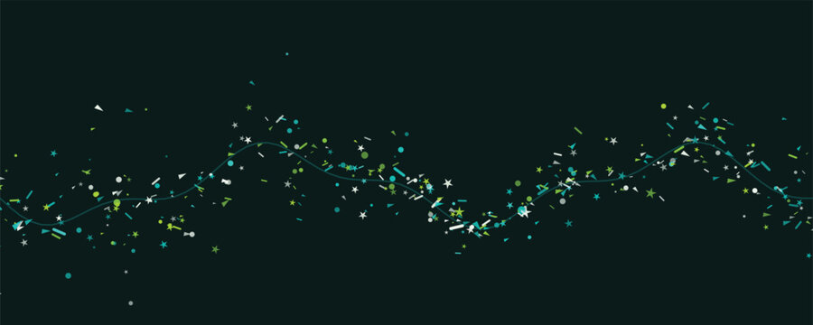 Abstract glowing particles flowing in a dark green wave with soft bokeh for digital backgrounds