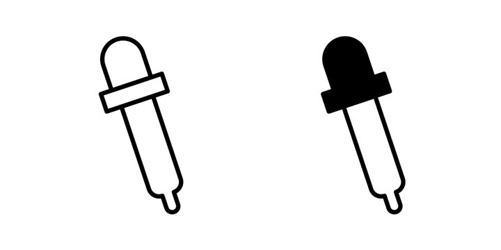 Eye dropper icon flat outline in black