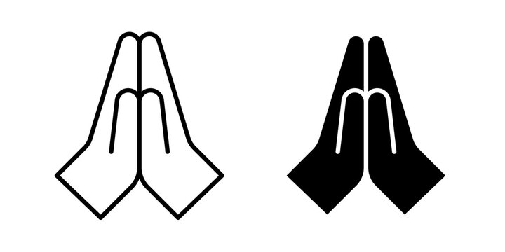 Pray icon flat outline in black