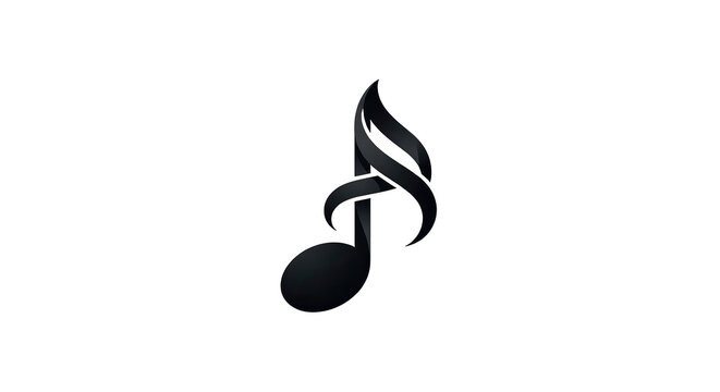 A black musical note symbol appears centered on a transparent background representing music and sound