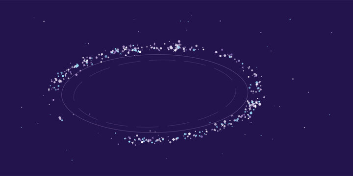 Oval ring with sparkling glitter on a dark blue background with scattered stars