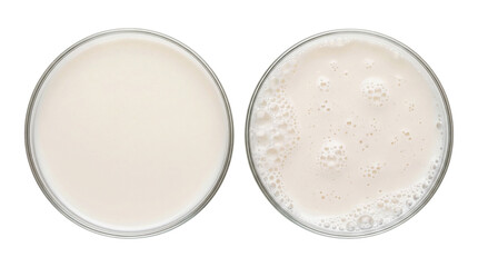 Plakat Two glasses of milk top view isolated on transparent background