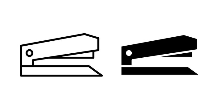 Stapler icon flat outline in black