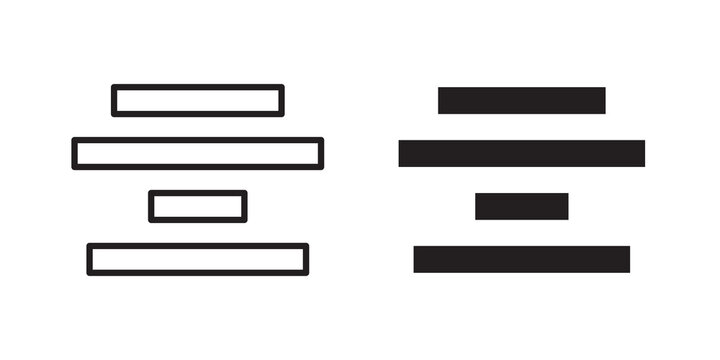 Align center icon flat outline in black