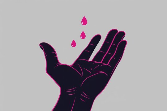 Minimalist hand illustration with water drops on neutral background for education awareness