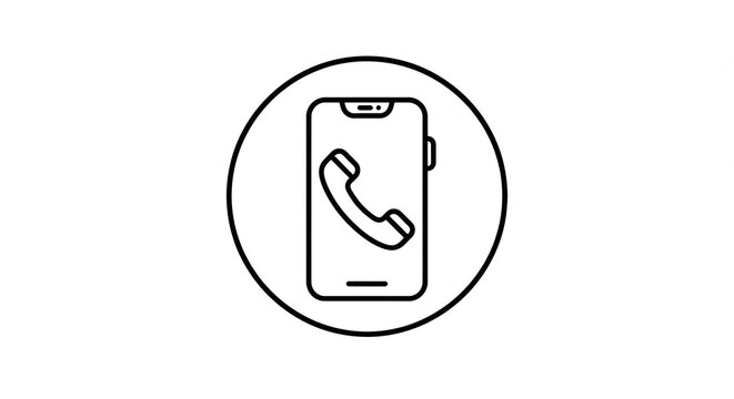  Mobile Phone with Telephone Receiver Inside Circle - Smartphone Call Icon