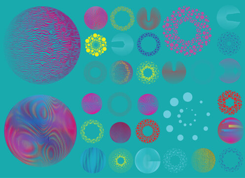 Collection of vector design elements. Set of logos with lines, spirals and circles. Various forms of line and dots design.Vector logo collection. Bundle of circle icons and elements. Set of lines art.