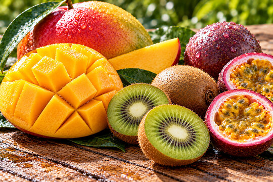 Fresh, ripe, sweet fruit on the table.