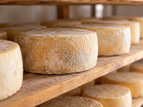 artisan ages cheese curds in a dairy room