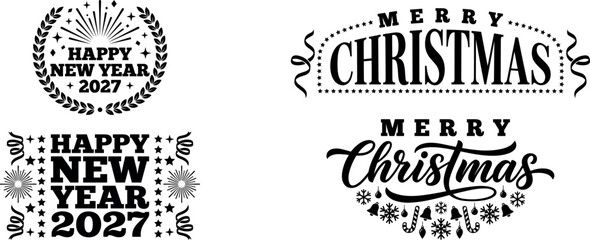 Celebrating the joyous occasions of happy new year 2027 and merry christmas with festive greetings and warm wishes for all © golden