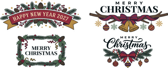 Celebrating the joyous occasions of happy new year 2027 and merry christmas with festive greetings and warm wishes for all © golden