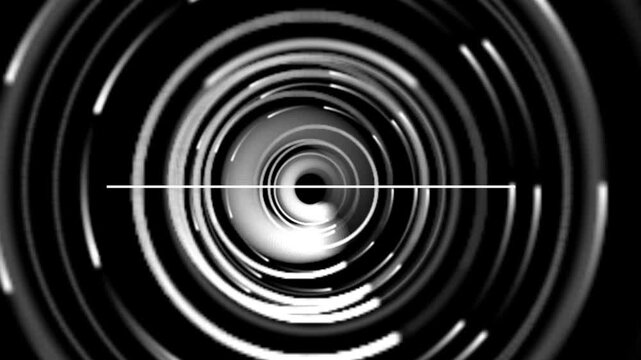 Abstract Monochrome Concentric Circles Rotating Hypnotically With Streaks of Light