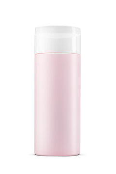 Pink cosmetic container showcasing beauty product packaging for skincare and body care isolated. Transparent PNG image.