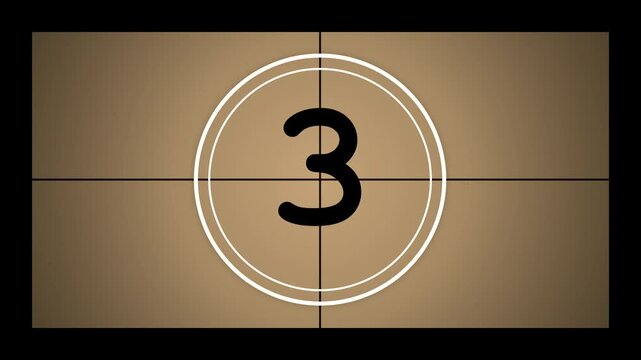 Film Leader Countdown Number 3 Vintage Cinema Frame for Movie Intro and Retro Video Opening Sequence