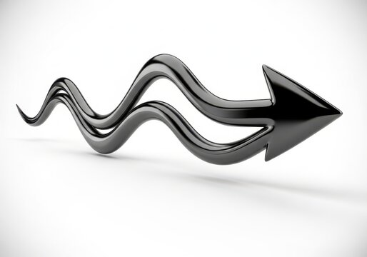 Shiny black wavy arrow pointing to the right