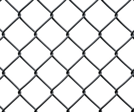 Seamless chain link fence pattern isolated on transparent background