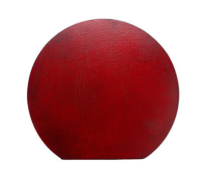 Traditional Japanese red lacquered half moon shaped wooden tray Hangetsu zen isolated on transparent background