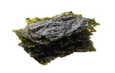 Stack of roasted seasoned korean roasted seaweed gim isolated on transparent background © m________k____