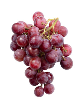 Fresh red globe grapes bunch isolated on transparent background