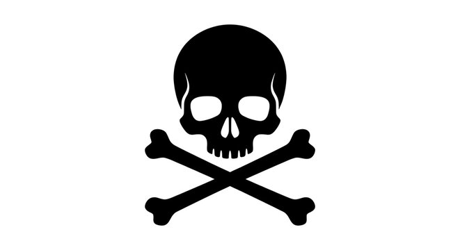 Skull and crossbones vector icon isolated on white background