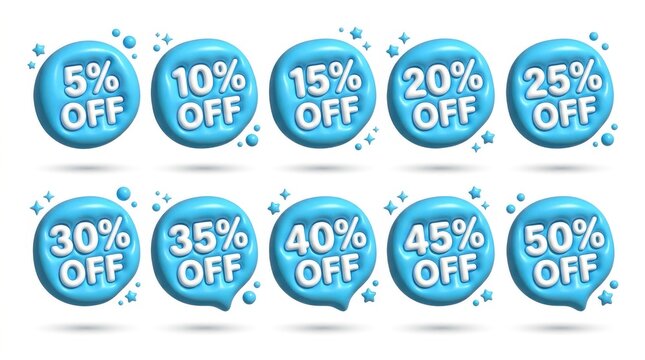 Colorful discount percentage badges collection