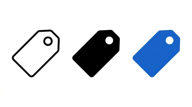 Three colored price tag icons with hole