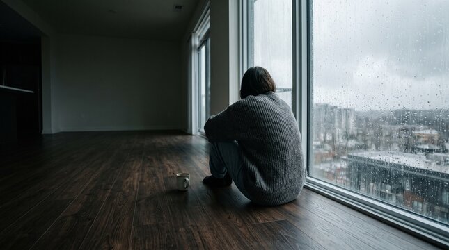 Person Sitting Alone Beside a Window