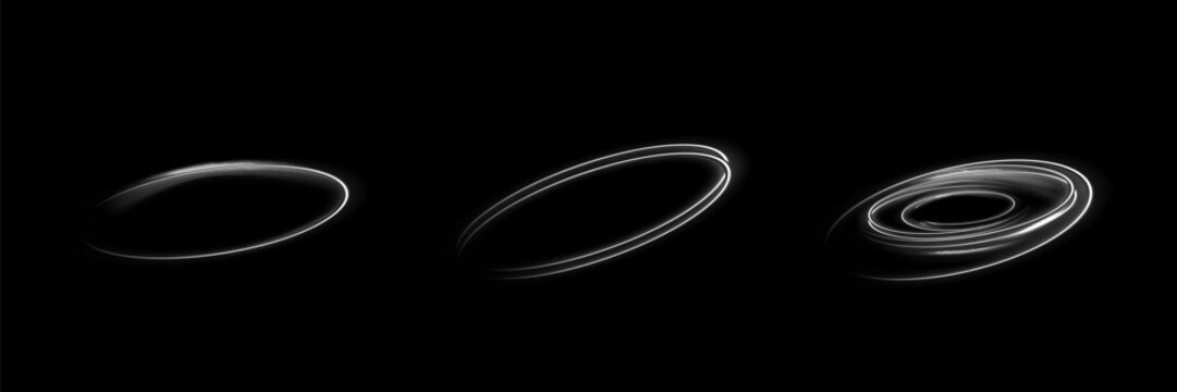 white neon ring. Glowing circle. Glow effect. Round light frame. abstract light lines of movement and speedAbstract light lines of movement and speed. light white ellipse