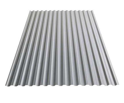 Corrugated metal roofing sheet isolated on transparent background