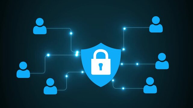 Digital identity verification and secure user authentication system personal information security user identity management on background.