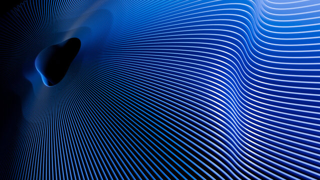 Abstract blue curved lines forming dynamic wave pattern illustration