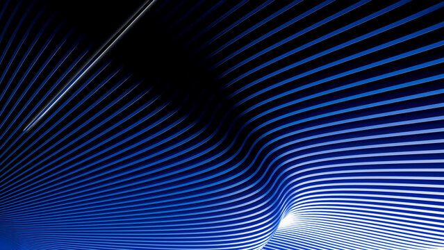 Abstract blue and black curved wave lines background illustration
