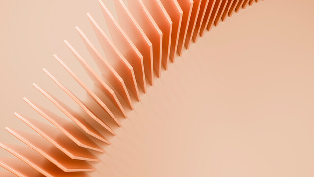 Abstract 3d orange geometric panel pattern in modern minimalist style