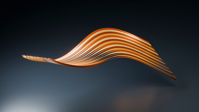 Abstract orange striped wave floating illustration