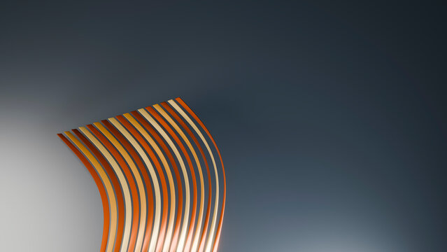 Abstract curved striped wave pattern in 3d digital illustration
