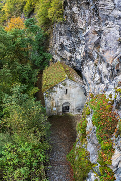Daba st george's church built into rock cave in daba, Georgia