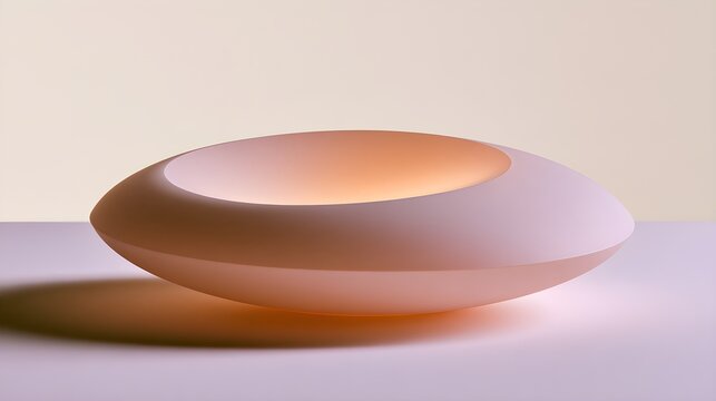 A thick oval disc with a smooth crescent carved from its upper surface