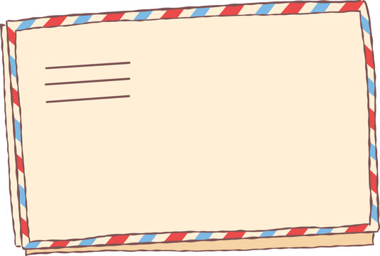 Cute hand drawn back of a blank airmail envelope with copy space for letters, mail, and communication designs.