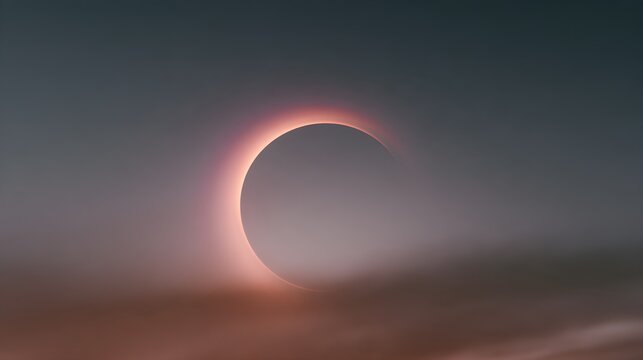 Solar eclipse with glowing corona in dark sky