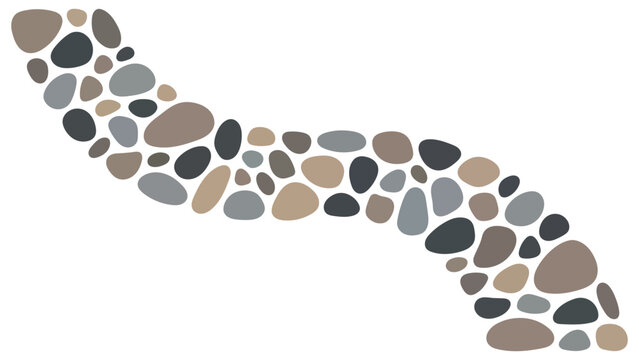 Smooth River Pebbles Abstract Vector Pattern in Earth Tone Colors, Rounded Stone Shapes and Minimalist Background