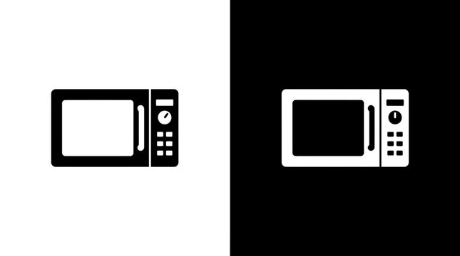 Microwave oven icon for kitchen appliance and heating food