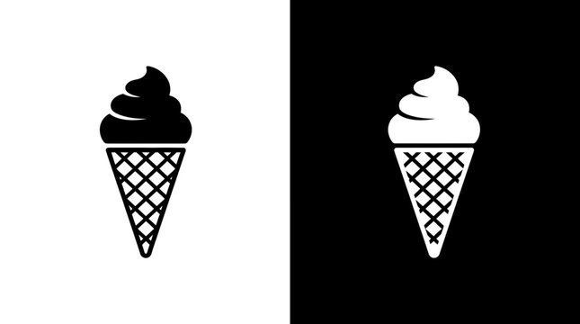 Ice cream cone icon for summer dessert