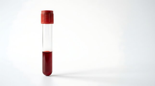 Blood sample in a test tube with red cap